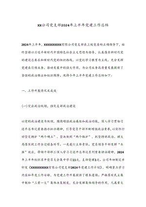 XX公司党支部2024年上半年党建工作总结.docx