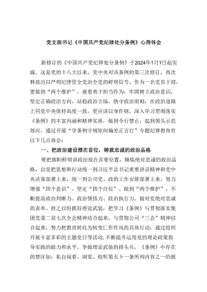 党支部书记《中国共产党纪律处分条例》心得体会（共12篇）.docx