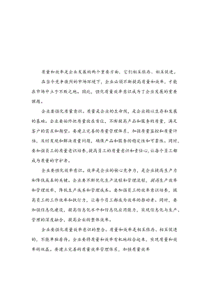 2024解放思想“强化质量效率意识”案例研讨专题剖析材料及研讨发言材料精选（共10篇）.docx