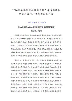 2024年集体学习持续整治群众身边腐败和不正之风阶段工作汇报共九篇.docx