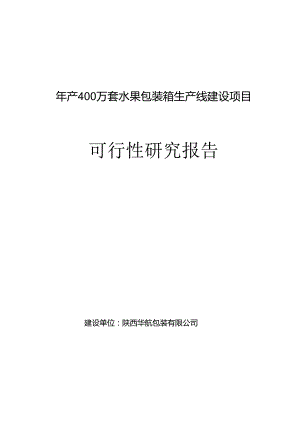 年产800万套水果包装箱生产线建设项目可行性研究报告模板.docx