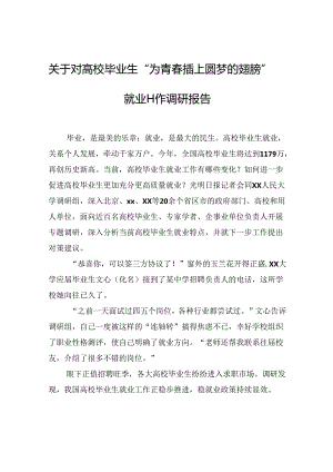 关于对高校毕业生“为青春插上圆梦的翅膀”就业工作调研报告.docx