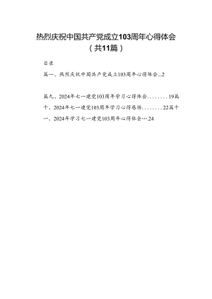 (11篇)热烈庆祝中国共产党成立103周年心得体会（最新版）.docx