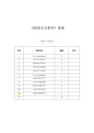 校园安全教育教学教案.docx