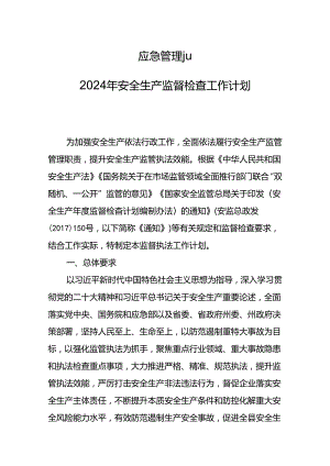 应急管理安全生产监督检查工作计划.docx