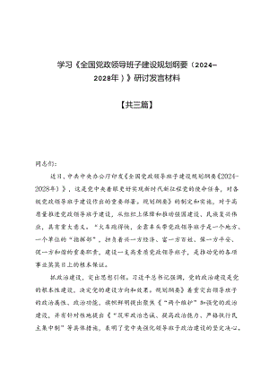 学习《全国党政领导班子建设规划纲要（2024—2028年）》研讨发言材料3篇.docx