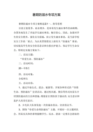 暑期防溺水专项方案.docx