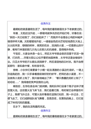 小学生作文我的暑假生活优秀范文.docx