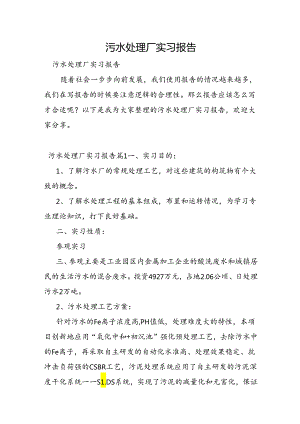 污水处理厂实习报告.docx