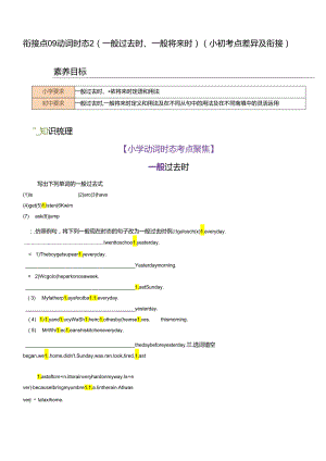 衔接点09 动词时态2（一般过去时、一般将来时）（小初考点差异及衔接）.docx