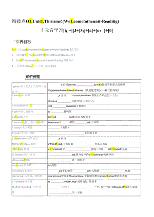 衔接点1 新牛津译林版七年级上册Unit1 This is me! （Welcome to the unit-Reading）元音学习[i;][][;][][;][].docx