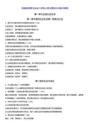 统编版道德与法治八年级上册主要知识点复习提纲（实用必备！）.docx