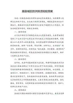 眉县城区防洪排涝抢险预案.docx