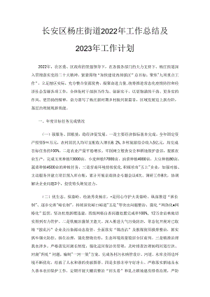 长安区杨庄街道2022年工作总结及2023年工作计划.docx