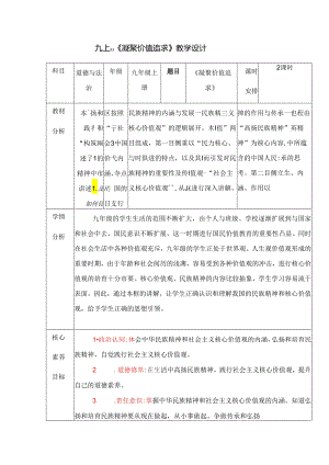 部编版九年级道德与法治上册5.2《凝聚价值追求》优质教案.docx
