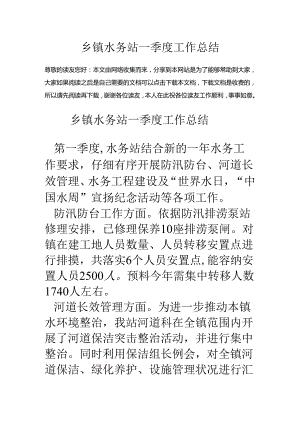 乡镇水务站一季度工作总结.docx