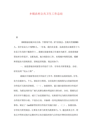 乡镇农村公共卫生工作总结.docx