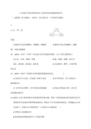 九年级科学物质转化与材料利用检测题.docx