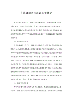 乡镇暑期教师培训心得体会.docx