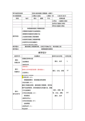 《通信工程勘察与设计项目化教程》教案全套 杜文龙-教学设计 任务1--12 架空线路工程勘察---基站设备安装工程图绘制.docx