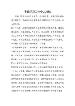 乡镇环卫工作个人总结.docx