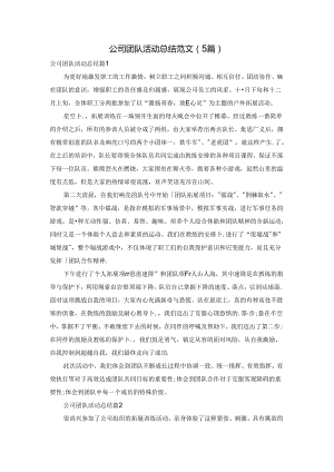 公司团队活动总结范文（5篇）.docx