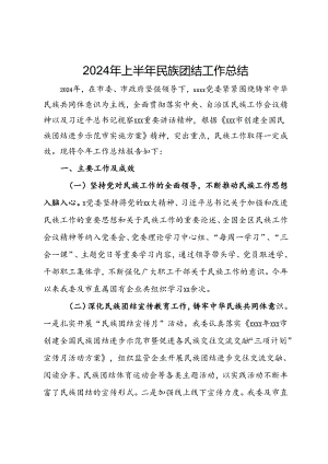 2024年上半年民族团结工作总结.docx
