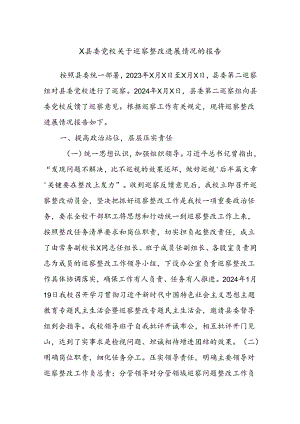 X县委党校关于巡察整改进展情况的报告.docx