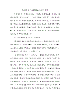 供销服务三农赋能乡村振兴调研.docx