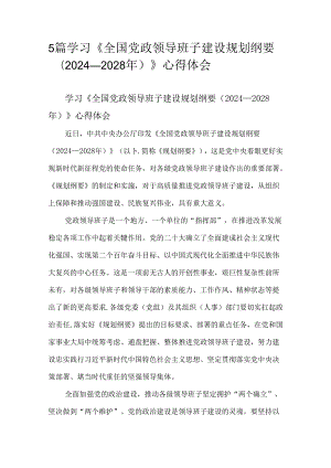 5篇学习《全国党政领导班子建设规划纲要（2024—2028年）》心得体会.docx