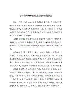 3篇 2024年学习在青海考察时讲话精神心得体会.docx