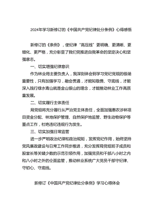 2024年学习新修订的《中国共产党纪律处分条例》心得感悟 （汇编9份）.docx
