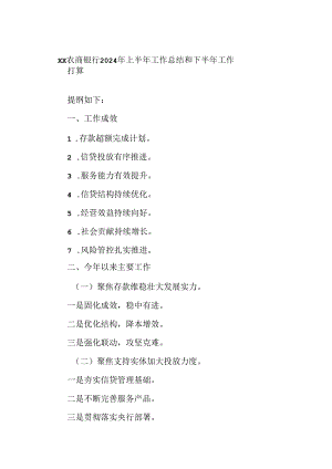XX农商银行2024年上半年工作总结和下半年工作打算.docx