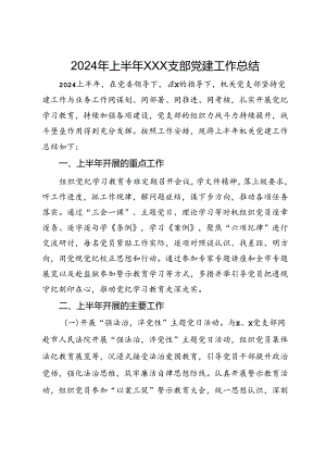 2024年上半年党支部党建工作总结.docx