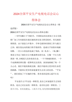 2024全国安全生产电视电话会议心得体会.docx