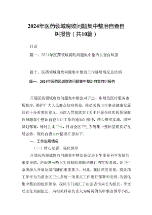 2024年医药领域腐败问题集中整治自查自纠报告十篇（精选）.docx