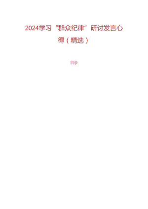 2024学习“群众纪律”研讨发言心得（精选）.docx