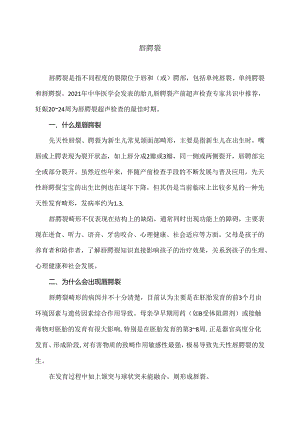 唇腭裂小知识（2024年）.docx