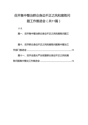 召开集中整治群众身边不正之风和腐败问题工作推进会11篇(最新精选).docx