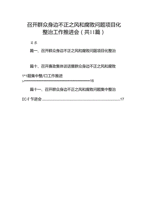 召开群众身边不正之风和腐败问题项目化整治工作推进会（共11篇）.docx