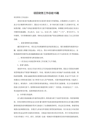 项目财务工作总结15篇.docx