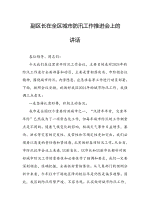 副区长在全区城市防汛工作推进会上的讲话.docx