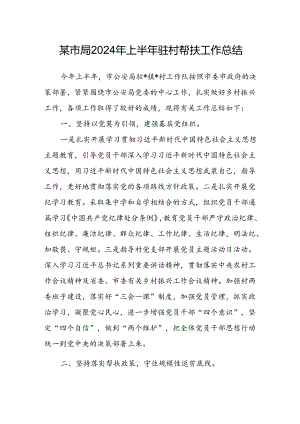 某市局2024年上半年驻村帮扶工作总结.docx
