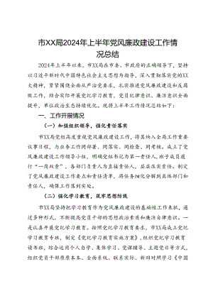 市局2024年上半年党风廉政建设工作情况总结.docx