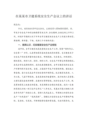 在某某市卫健系统安全生产会议上的讲话.docx
