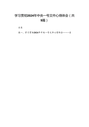 （9篇）学习贯彻2024年中央一号文件心得体会模板.docx