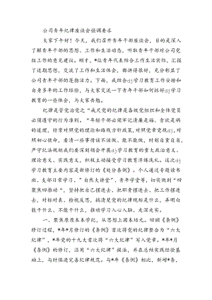 公司青年纪律座谈会强调要求.docx