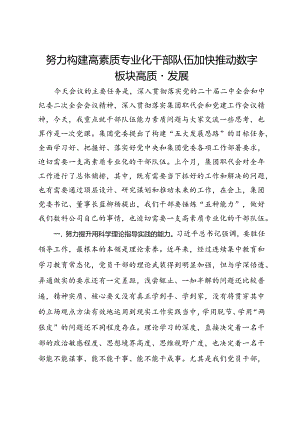 努力构建高素质专业化干部队伍加快推动数字板块高质量发展.docx