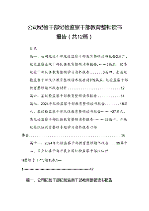 公司纪检干部纪检监察干部教育整顿读书报告(12篇集合).docx