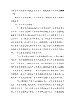 国企巡视整改专题民主生活会个人检视剖析材料提纲（2474字）.docx